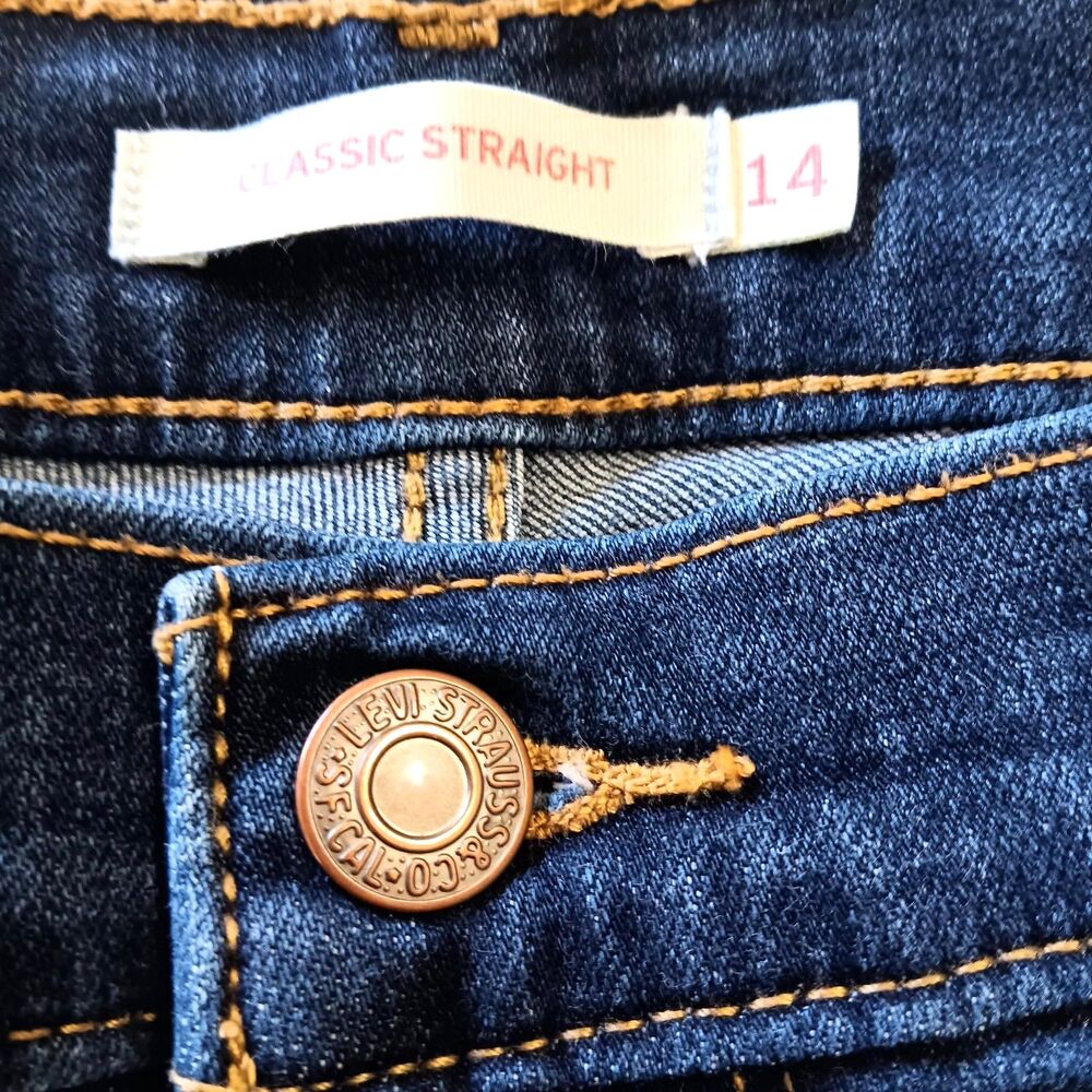 Levi's 511 Slim Fit Dark Wash W32 L30 (SZ 14)  Rise Mid Jeans 5-Pocket - Picture 8 of 9